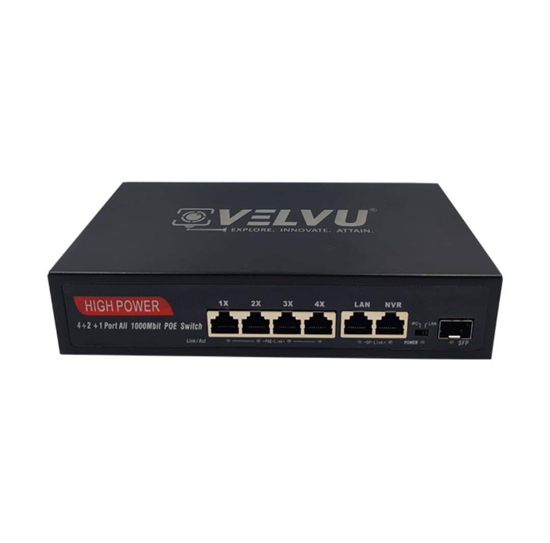 VELVU 4 Port PoE Switch with 2 Up-Link Ports (ST-POE-3104-M2) – 10/100 Mbps Desktop Network Switch for IP Cameras & VoIP Phones 1 VELVU 4 Port PoE Switch with 2 Up-Link Ports (ST-POE-3104-M2) – 10/100 Mbps Desktop Network Switch for IP Cameras & VoIP Phones